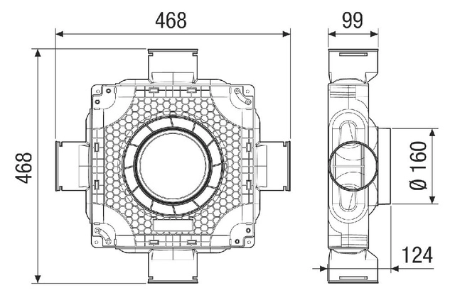 Maico Flat compact Air distributor 4-compartment MA-FV4-90