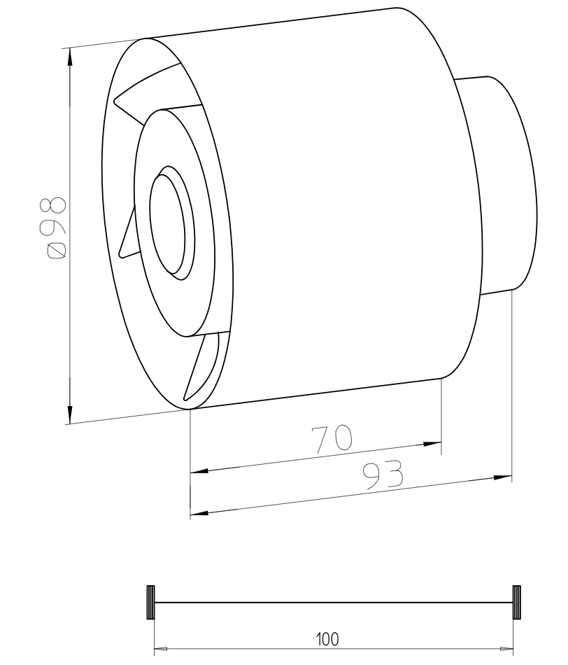 Helios Pipe insertion fan with Ball bearings REW 90 K