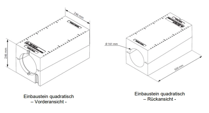 Zehnder Installation a square for ComfoSpot 55 Twin