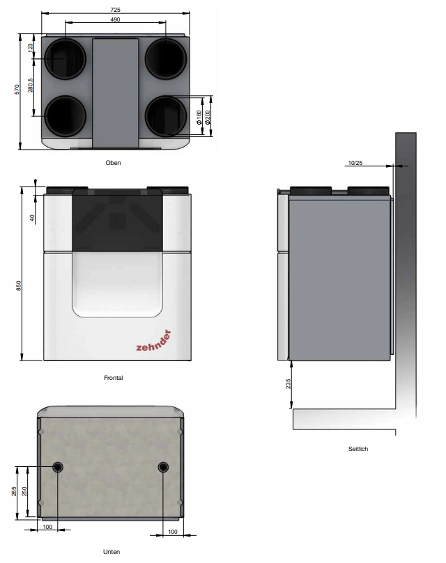 Zehnder Comfort ventilation unit ComfoAir Q600 ST with integrated Display