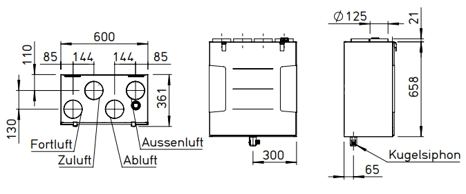Helios Lüftungsgerät KWL 300 W ET R