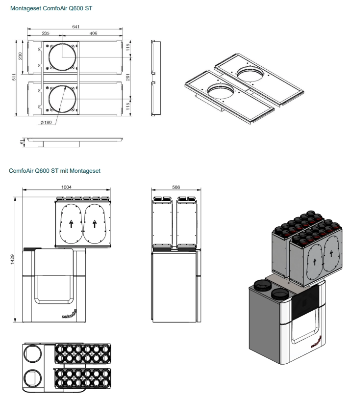 Zehnder Installation set CW-K-625 - CA Q600 ST