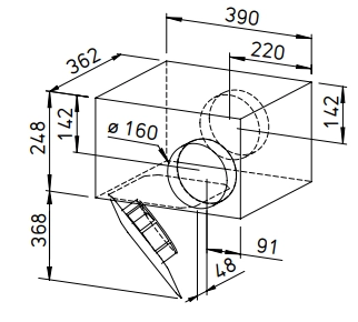Helios Radial inline fan SVS EC 160 A SlimVent EC