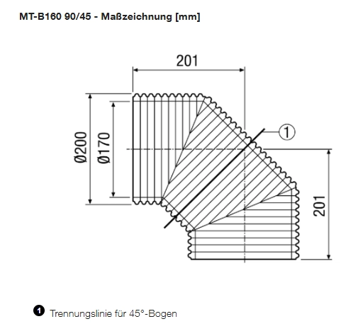 Maico Ventilation pipe bend, thermally insulated MT-B160 90/45