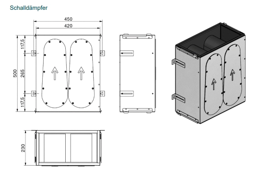 Zehnder Schalldämpfer CW-S 420 inklusive Klemmleisten und Befestigungsmaterial