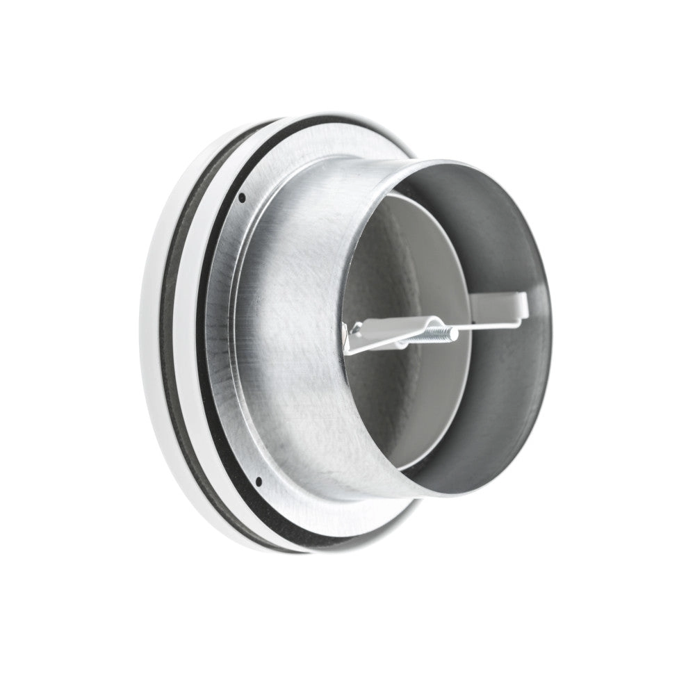 pro Zuluftventil mit geradem Ventilteller, NW 100mm, Befestigung durch Klemmfedern, weiß RAL9010