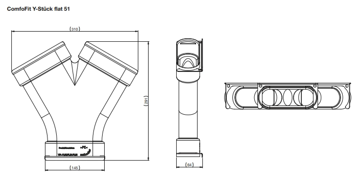 Zehnder Y-piece ComfoFit flat 51, for ComfoTube flat 51, with RapidLock Connector