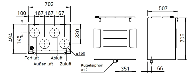 Helios Lüftungsgerät KWL 500 W L