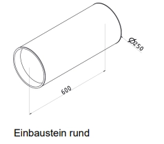 Zehnder Wandeinbaurohr rund für ComfoAir 70 aus Kunststoff, Länge 600 mm