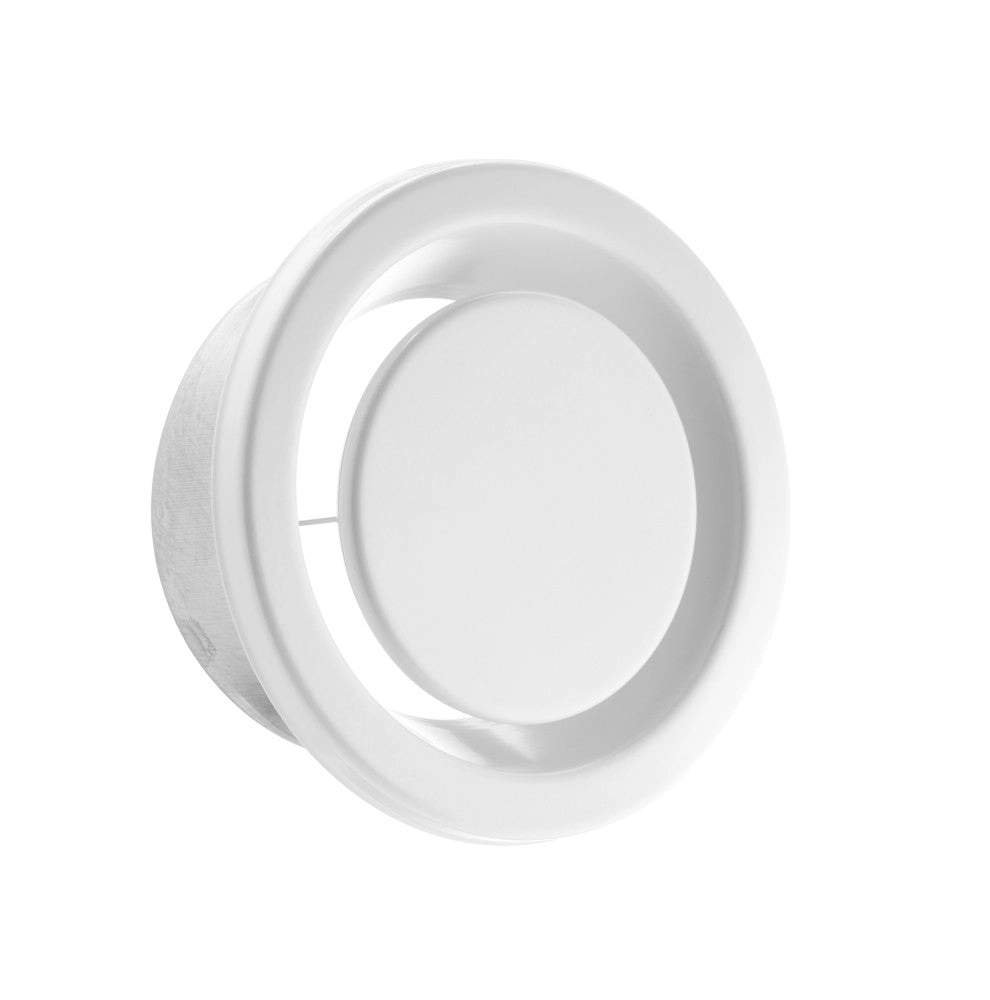 pro Abluftventil mit geradem Ventilteller, NW 125mm, Befestigung durch Klemmfedern, weiß RAL9010