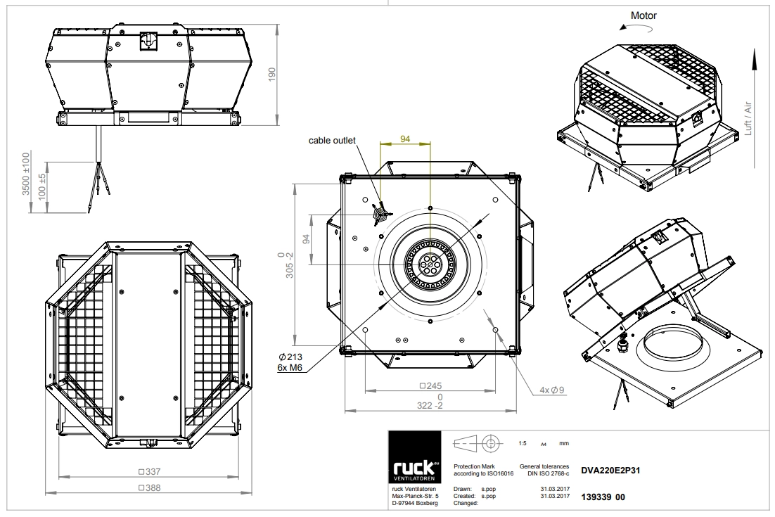 Ruck Roof-mounted centrifugal fan DVA 220 E2P 31