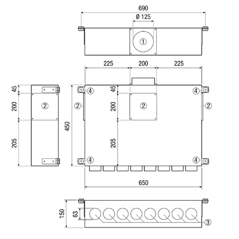 Maico Air distributor Kasten 8-compartment MF-BV63-125-8