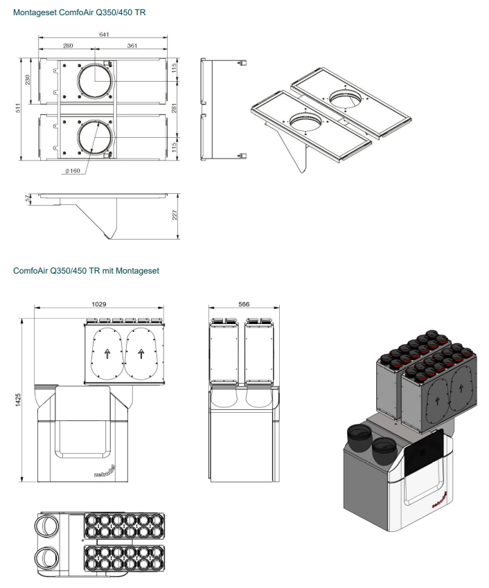 Zehnder Installation set CW-K-625 - CA Q350 / 450 TR