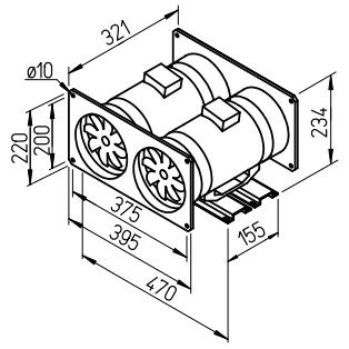 Helios Multivent Inline fan MVP 150, Parallel-Twin-Unit