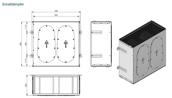 Zehnder Schalldämpfer CW-S 520 inklusive Klemmleisten und Befestigungsmaterial