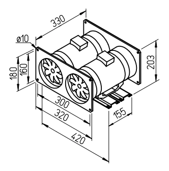 Helios Multivent Inline fan MVP 100, Parallel-Twin-Unit