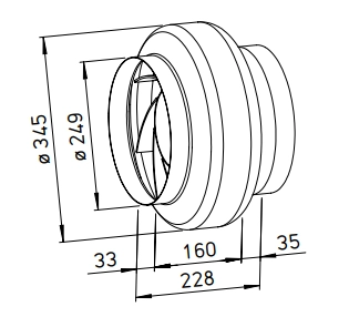 Helios Radial inline fan RR EC 250 B