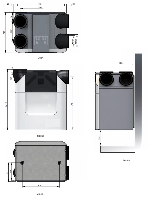 Zehnder Komfort-Lüftungsgerät ComfoAir Q450 TR Enthalpie mit integriertem Display