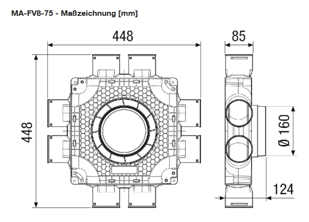 Maico kompakter Luftverteiler aus Kunststoff, 8-fach MA-FV8-75