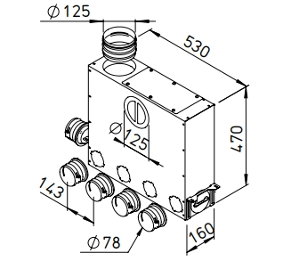 Helios FlexPipe Multi Distribution box FRS-MVK 4+1-75/125