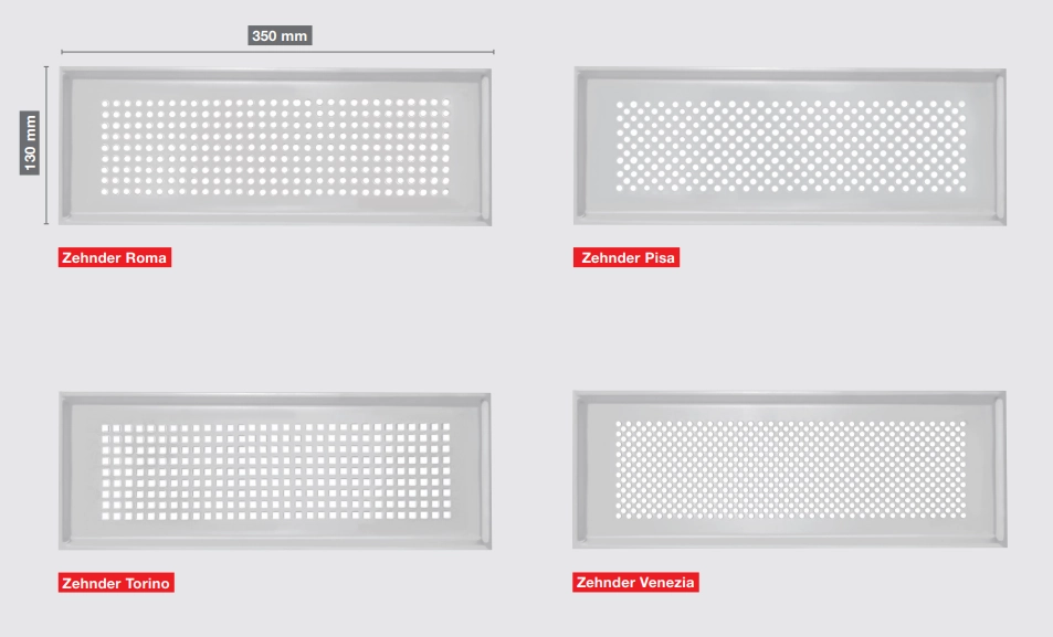 Zehnder Design-Gitter CLF, Roma, weiß, 350 x 130 mm