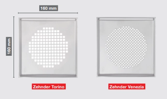 Zehnder Design-Gitter CLRF / TVA Venezia, weiß, 160 x 160 mm, inklusive Filter
