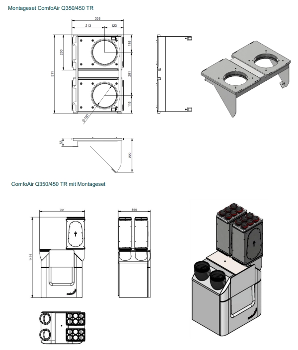 Zehnder Installation set CW-K-320 - CA Q350 / 450 TR