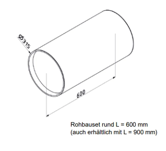 Zehnder Wall installation pipe round for ComfoSpot 50, made of Plastic, Length 900 mm