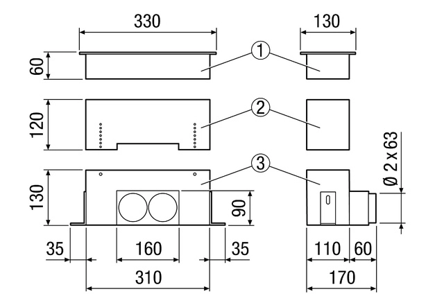 Maico Floor-/Wall outlet MF-FBWA 63