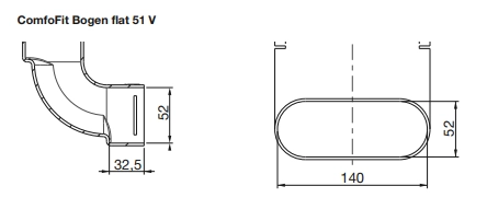Zehnder Bend flat 51 V, 90 Degree, vertical