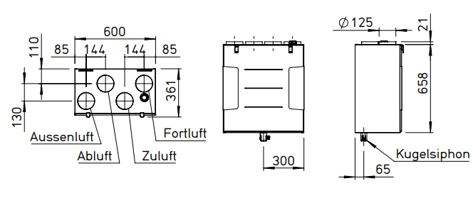 Helios Lüftungsgerät KWL 300 W L