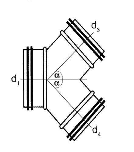 pro Hosenstück 45° mit Lippendichtung NW 125/125/125