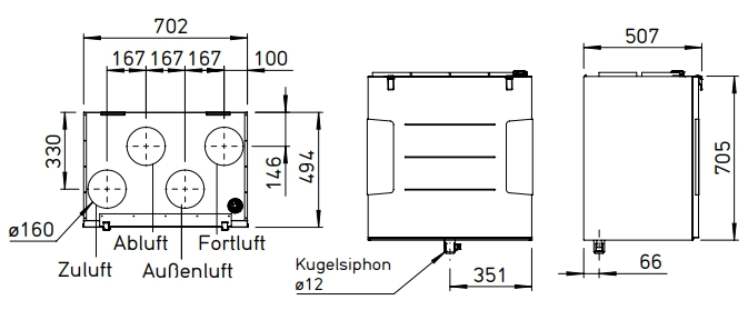 Helios Lüftungsgerät KWL 500 W ET R