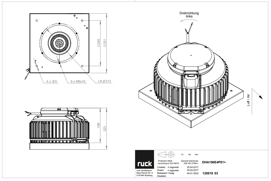 Ruck Roof-mounted centrifugal fan DHA 190 E4P 01