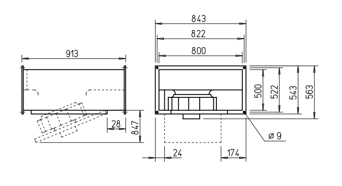 Helios Kanalventilator KRD 560/6/80/50