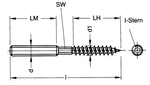 Würth Stockschraube M6x60, Edelstahl