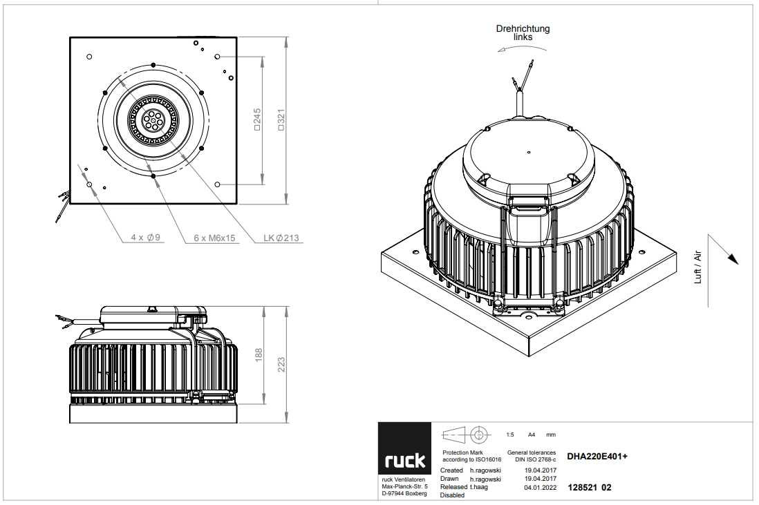 Ruck Roof-mounted centrifugal fan DHA 220 E4 01