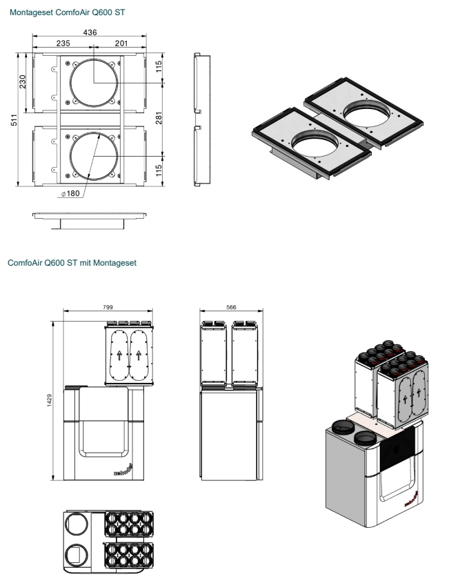 Zehnder Montageset CW-K-420 - CA Q600 ST
