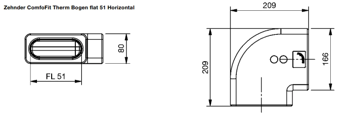Zehnder Bend ComfoFit Therm flat 51 Horizontal