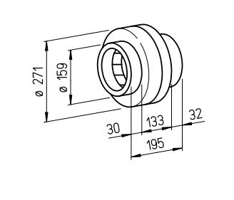 Helios Radial-Rohrventilator RR 160 C, 230V einstufig (Metallgehäuse) HE/RR/160/C