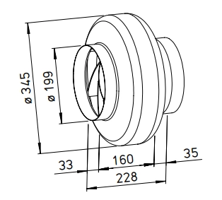 Helios Radial-Rohrventilator RR EC 200 A